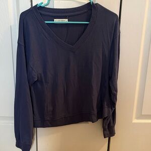 Lucky Brand Women's Dark Blue V-Neck Long Sleeve Top